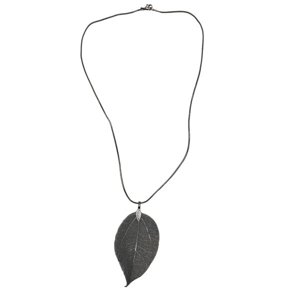 costume jewelry necklace silver color chain leaf sheer clasp nature READ - Picture 1 of 5